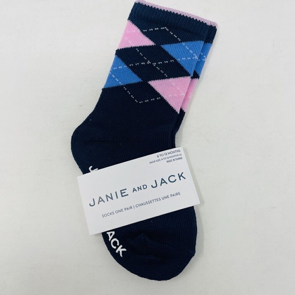 Janie and Jack Baby Boys 6-12‎ Months Diamond Argyle Print Ankle Crew Socks Blue